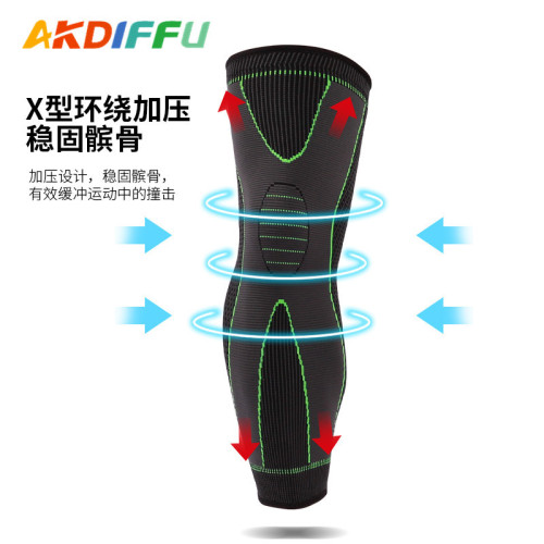 Cross-border leggings knitted long knee pads nylon sports extended strap knee pads basketball knee pads manufacturer wholesale