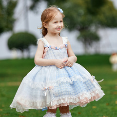 Summer 2024 New Children's High-Quality Princess Puff Dress for Girls, Lolita Style Backless Strap Dress