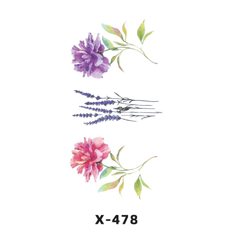 Arco de flor pequeña pegatinas de tatuaje fresco 3D dibujos animados transfronterizo Henna rosa impermeable texto en inglés pegatinas de tatuaje