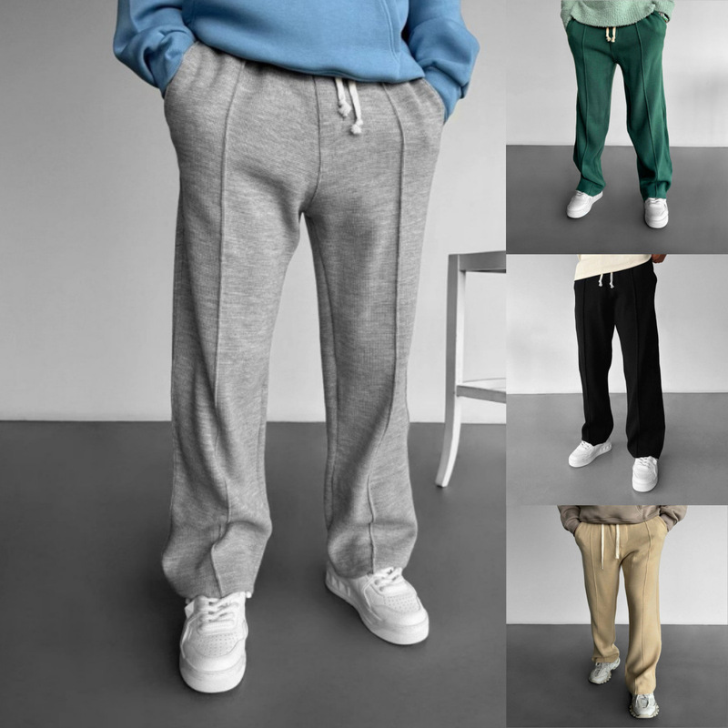 Cross-Border Selection of Men's Casual Solid Color Jogging Pants, Fitness Drawstring Pants Suitable for Sports and Casual Wear, Sweatpants Wholesale