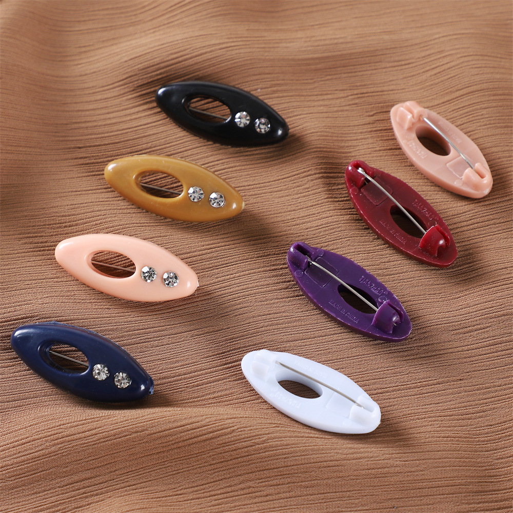 28g Weight Scarf Ring Classification Daily Occasion Plastic Material Geometric, Oval Pattern Simple Veil Pin Ornament Neck Clip Plastic Oval Rhinestone Pin Scarf Buckle Fixed Scarf Safety Pin Pin