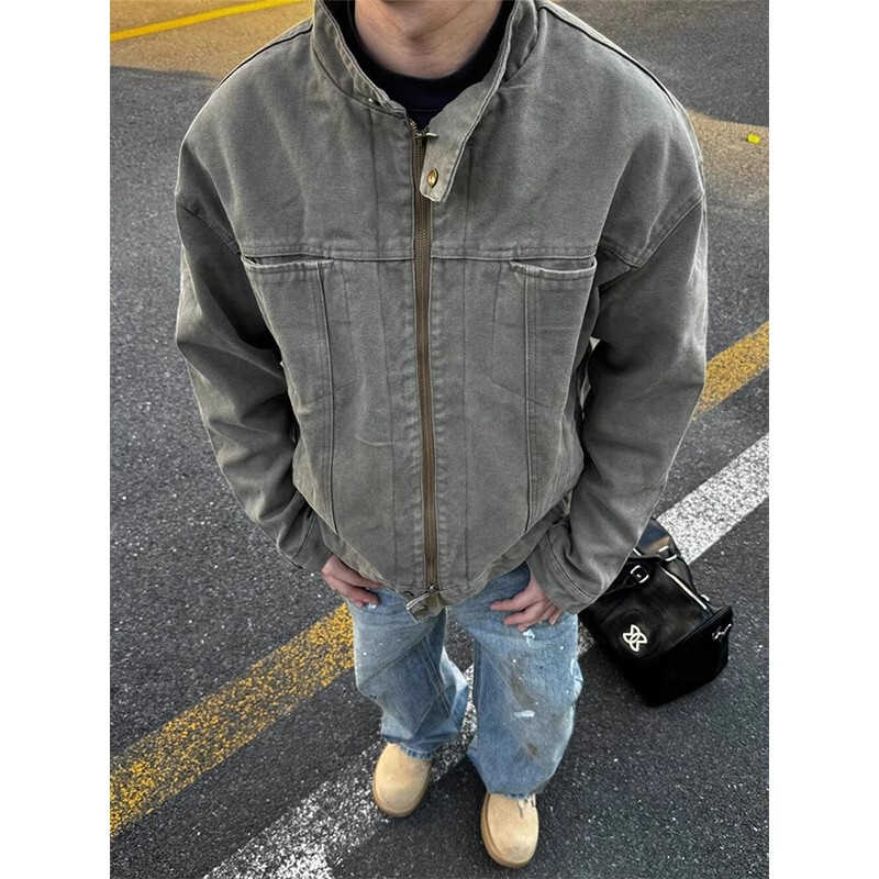 cleanfit Harrington Canvas Jacket Men's Autumn and Winter Short Profile Jacket American Style Retro Collar Baseball Suit