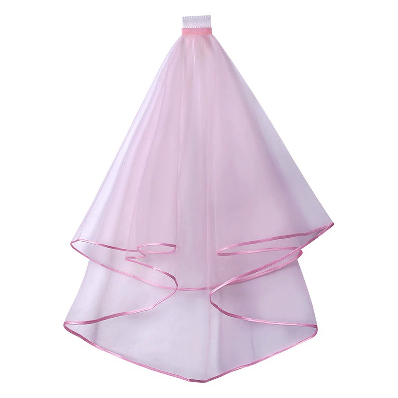 Свадебная пряжа двухслойная атласная лента с черной окантовкой, Многослойная красная пряжа плюс гребень для волос, головной убор, прямые поставки с фабрики