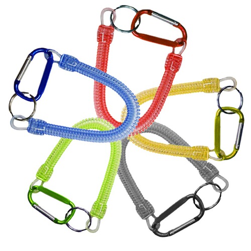 New lures clamp slip line colorful transparent spring slip line with aluminum alloy mountain climbing buckle PU plastic Amazon