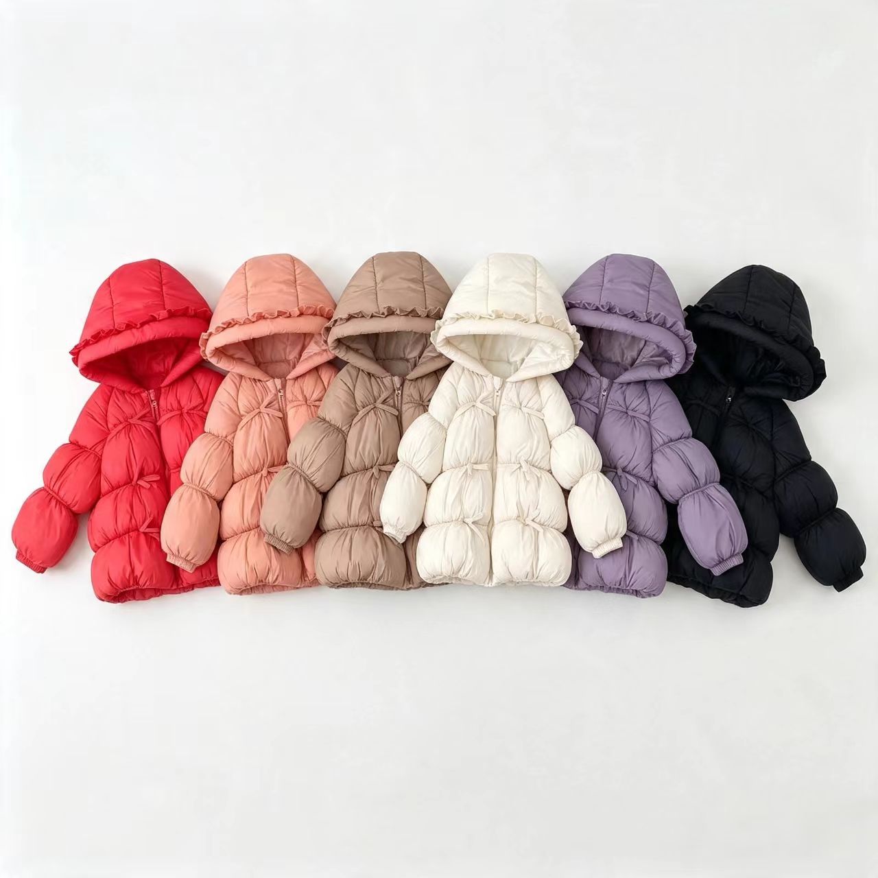 New foreign trade children's down cotton jacket, thickened cotton coat for toddlers, autumn and winter wear, lace-trimmed girls' outerwear