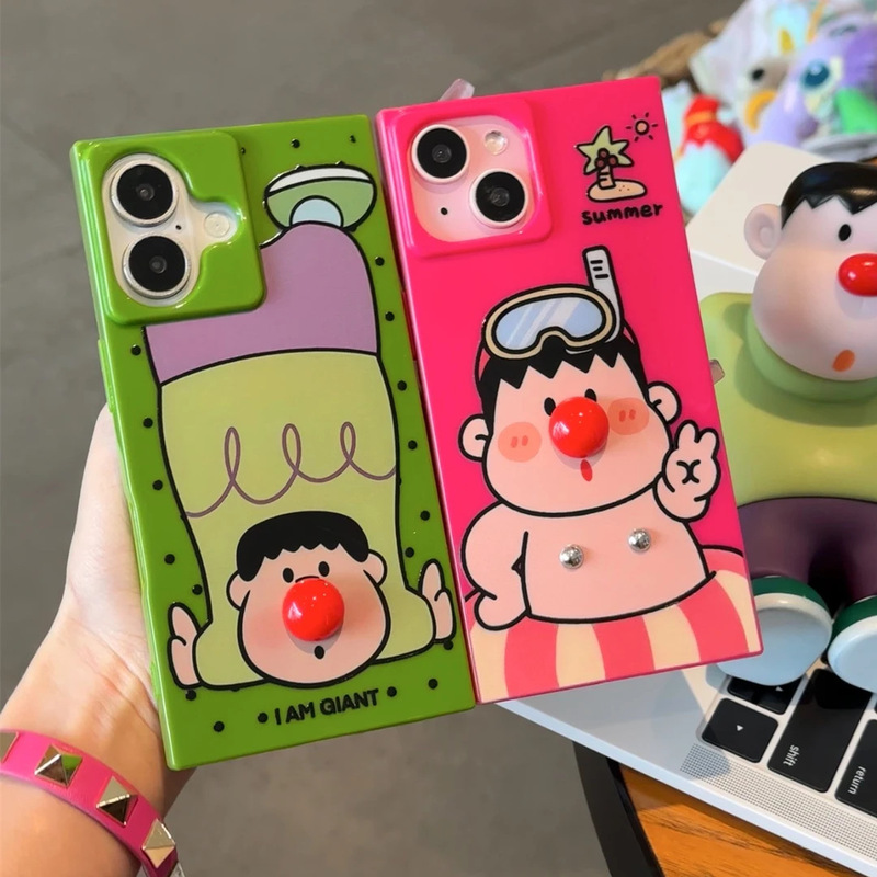 Fun Swimming Ring Red-Nosed Fat Tiger Suitable for Apple 17 Pro Phone Case 15 Square 16 Large Hole 13/14 Creative 12