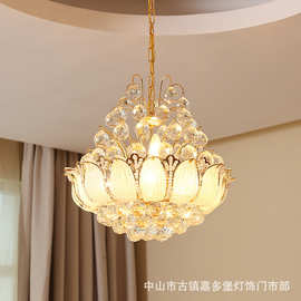 欧式水晶吊灯 金色餐厅LED圆形灯 卧室吊饭厅吊书房吊灯客厅灯