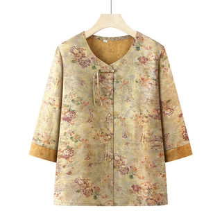 时尚妈妈装夏季新款中国风衬衫中老年人上衣女洋气奶奶装薄款衣服