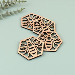 圓形吊牌掛件木質鏤空隔熱茶杯墊木片激光雕刻木製品桌面擺件圓片