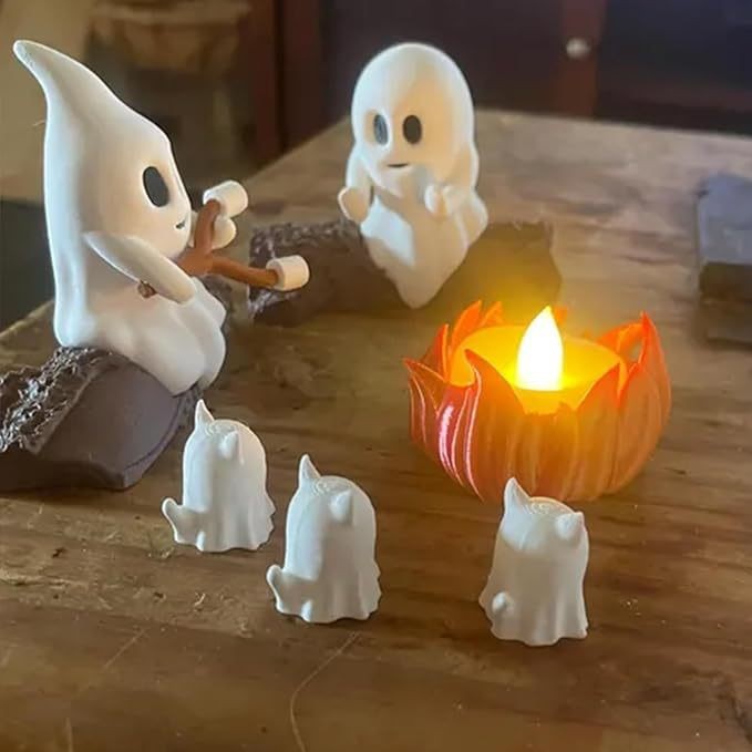  New Ghost Bonfire Party Night Light Resin Crafts Halloween Festive Atmosphere Decoration Ornaments