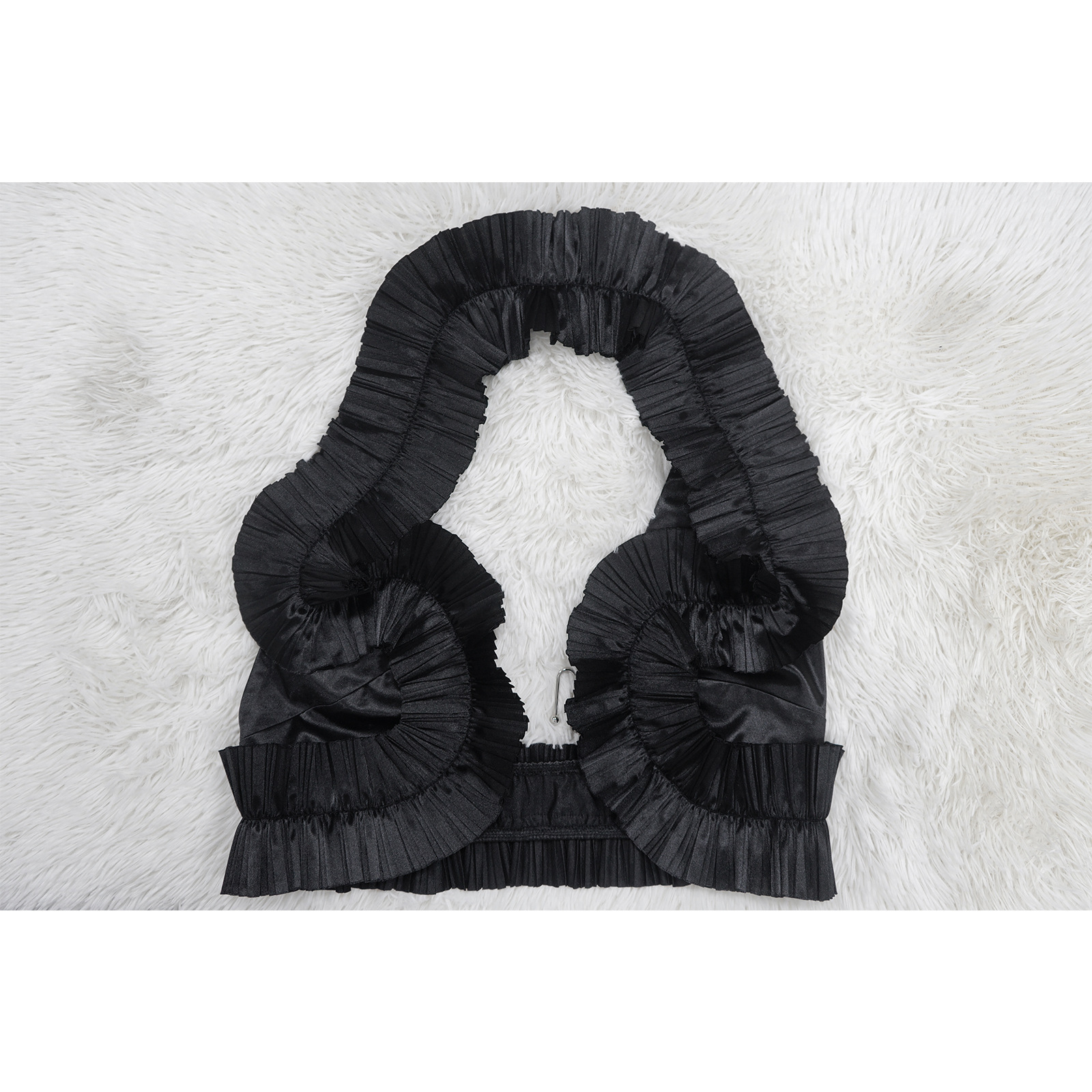 Women Wear Sleeveless Split Ruffled Pleated Skirt Set