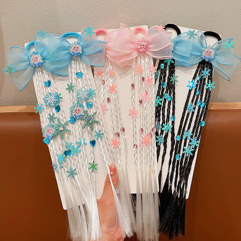 Hielo y nieve niños peluca trenzada princesa Aisha trenzada hielo y nieve chica curiosa anillo de cabello chica linda trenzada