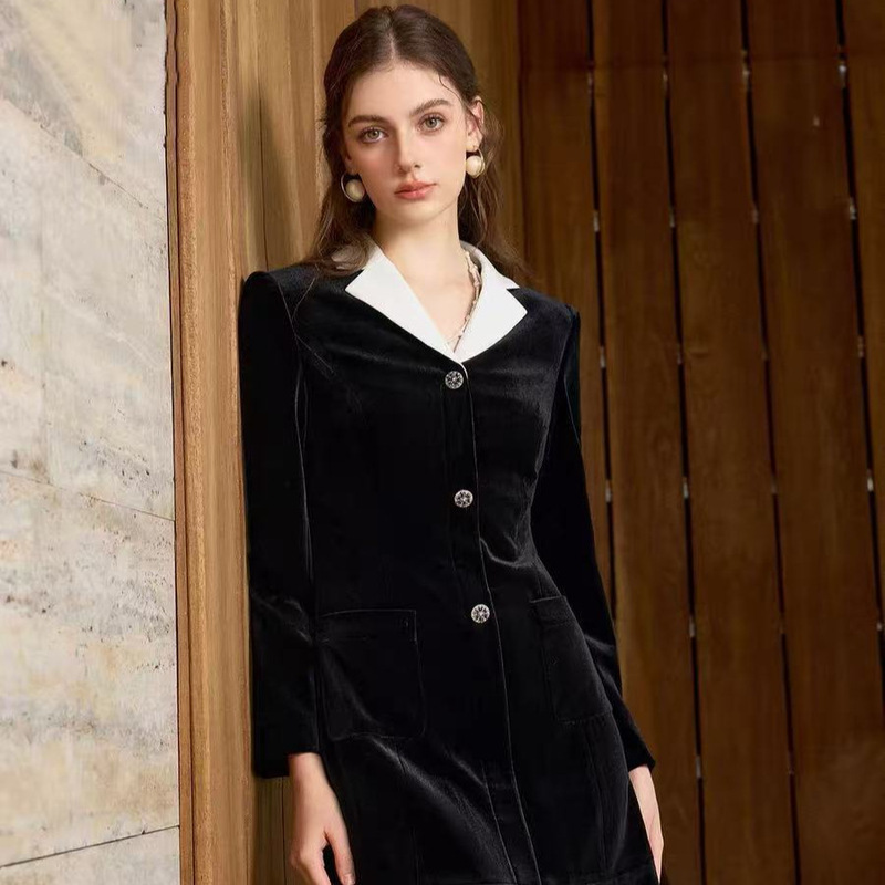 【Velvet Modern】High-End Black Dress for Women, French Style, Formal Occasion, Mid-Length Fishtail Dress 【Velvet Modern】High-End Black Dress for Women, French Style, Formal Occasion, Mid-Length Fishtail Dress