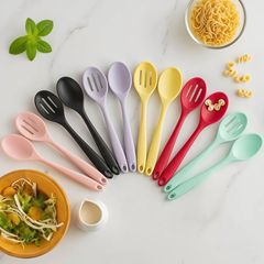 跨境硅胶小勺耐高温辅食烹饪勺硅胶漏更密更厨房餐具小汤勺沙拉勺