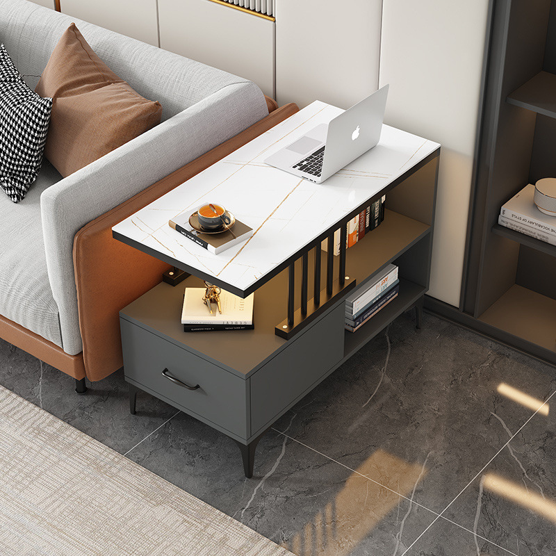 Mesa contra la pared estrecha simple y ligera estante de lujo sofá lado del gabinete varios lados de la mesa mesa de té pequeño mini borde