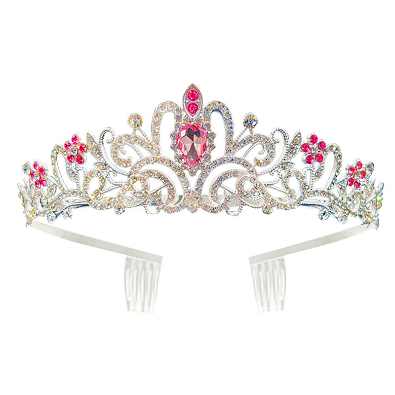 Corona de novia, tiara de metal para cumpleaños, accesorio para el cabello de reina, diadema para graduación, accesorio para el cabello en oro rosa