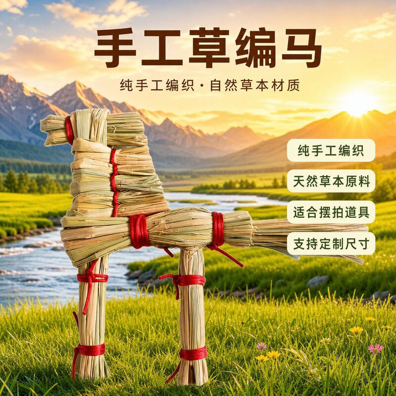 Purely Handmade Straw Horse, Made from Natural Herbal Materials, Carefully Crafted by Artisans, Decorative Straw Horse for Farm Props and Photography Purely Handmade Straw Horse, Made from Natural Herbal Materials, Carefully Crafted by Artisans, Decorative Straw Horse for Farm Props and Photography