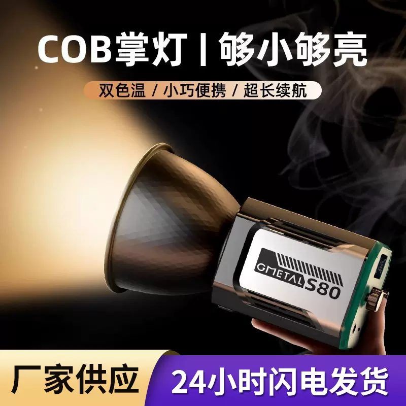 60W摄影灯掌上COB户外手持便携式专业直播补光灯人像摄像拍照双色