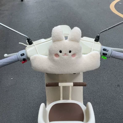 Elektromobil üçün bamper qoruyucu yastıqlar vehicle seats, baby anti-collision head - laced-white-bunny-anti-collision-pad-universal-for-both-thick-and-thin-handles