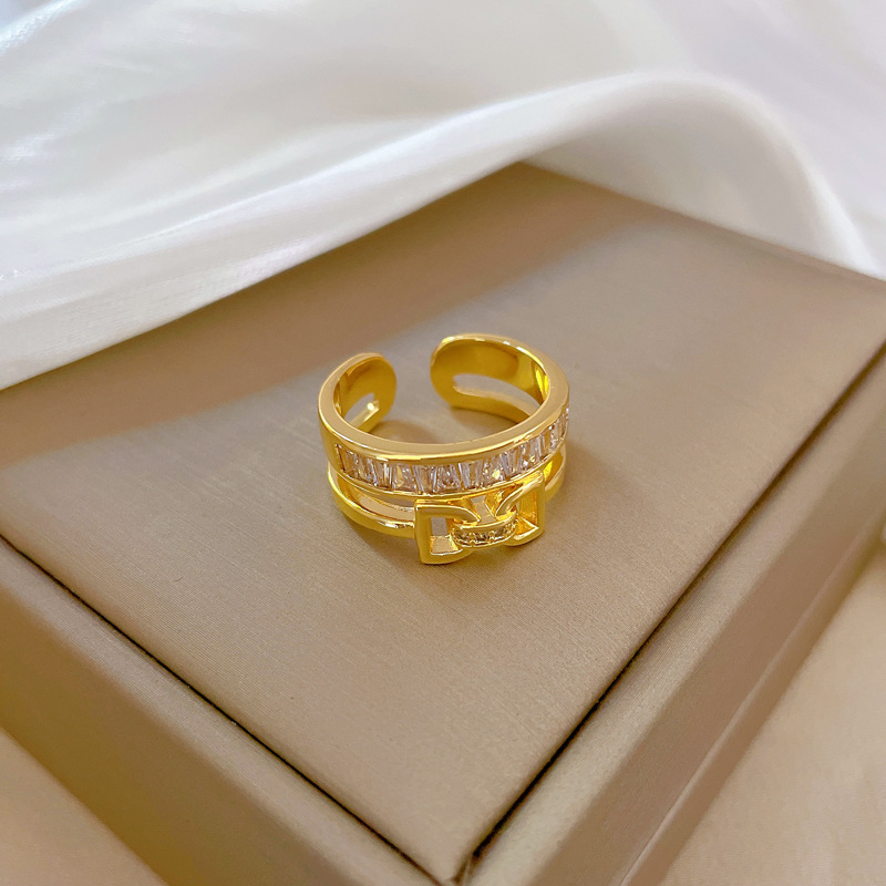 Fashion Bow Knot Brass Plating Inlay Zircon Open Ring 1 Piece