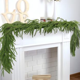 Cross-Border Amazon Artificial Pine Needle Rattan Christmas Decoration Cypress Leaf Pine Tree Fox Pine Door Hanging Garland Wall Hanging