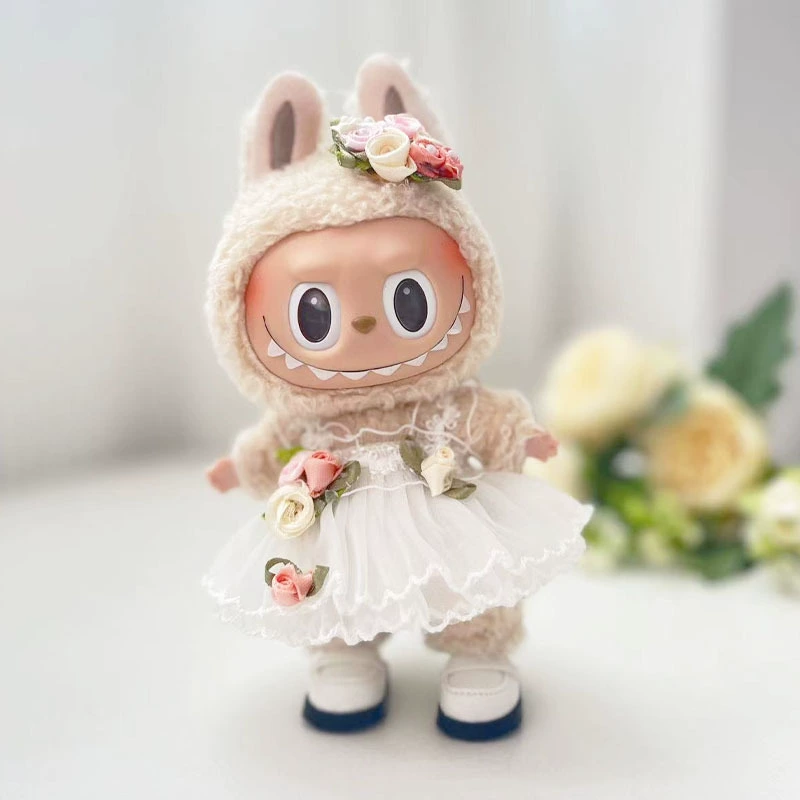 Только одежда] 17см подвеска с слепым ящиком Labubu одежда Labubu кукла детская одежда конус надевания комбинезоны милый и милый