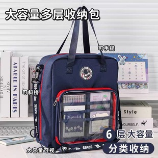 Blue Fruit Book Bag Handbag Large Capacity Storage Bag Middle and High School Students Can Crossbody Shoulder Bag High Value