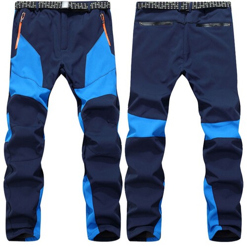 Manufacturer wholesale men's outdoor winter thickened fleece pants warm windproof soft shell pants hiking pants cross-border