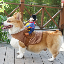 狗狗骑马变装网红宠物搞笑牛仔骑士柯基泰迪搞怪柴犬创意狗衣服