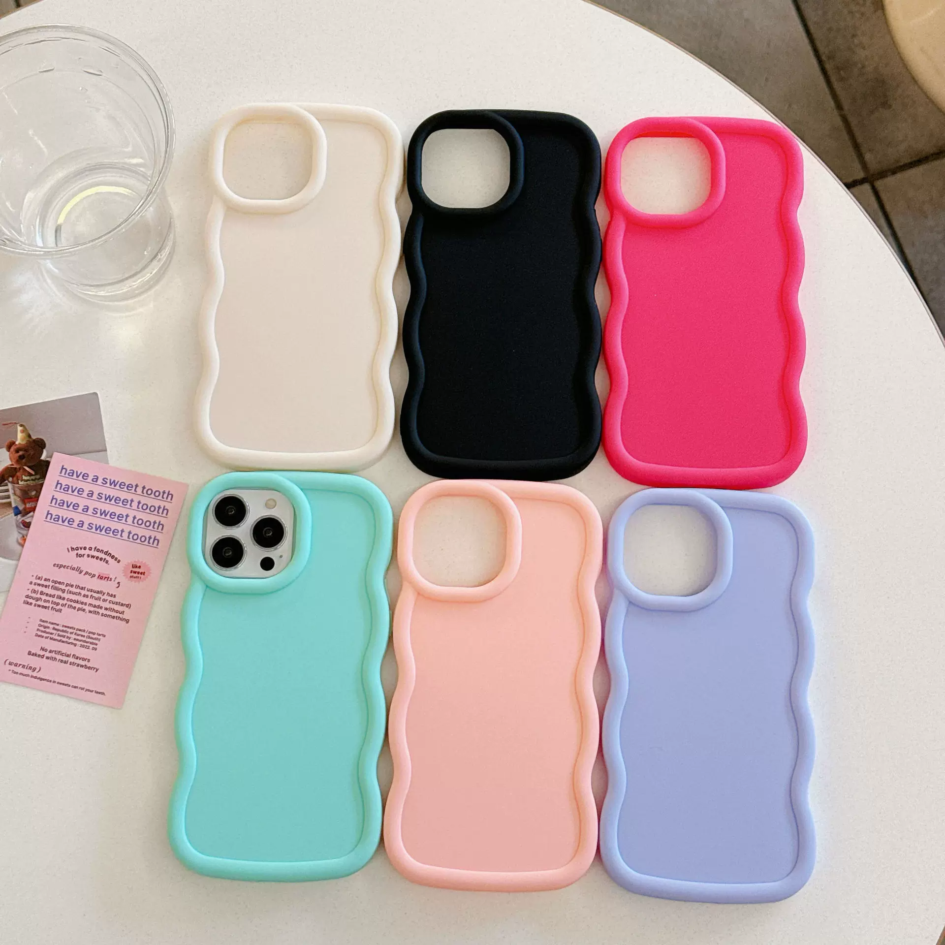 适用三星S24 A55 A13新品马卡龙大波浪手机壳糖果色大孔软壳潮女