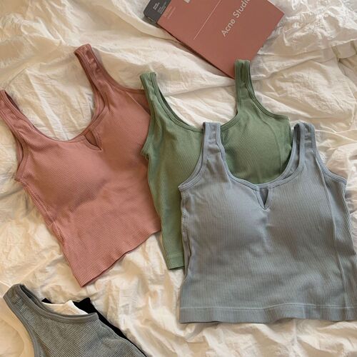 Women's Summer Outerwear American Style Individual Pure Color Cotton Comfortable Breathable Navel-baring Underwear