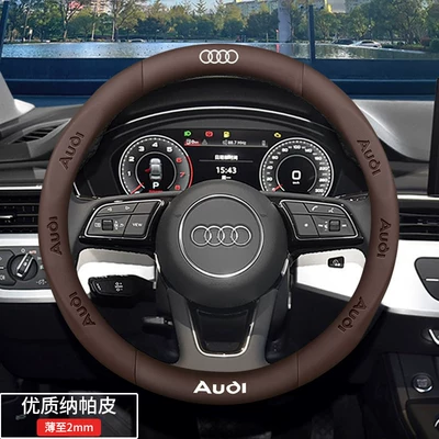 Audi Steering Wheel Steering wheel cover - special-for-round-shape-high-quality-nappa-leather-brown-default