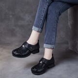 以一 Весенне-осенние новые женские туфли в этническом стиле в стиле ретро ручной работы на мягкой подошве, повседневные лесные женские туфли на плоской подошве с неглубоким открытым носком