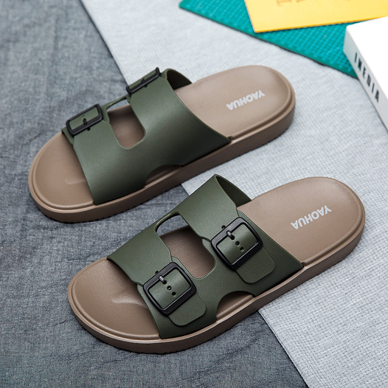 Pantuflas hombre 2025 nuevo estilo verano pisando mierda en casa sandalias antideslizantes playa para hombre sandalias Birkenstock de gran tamaño