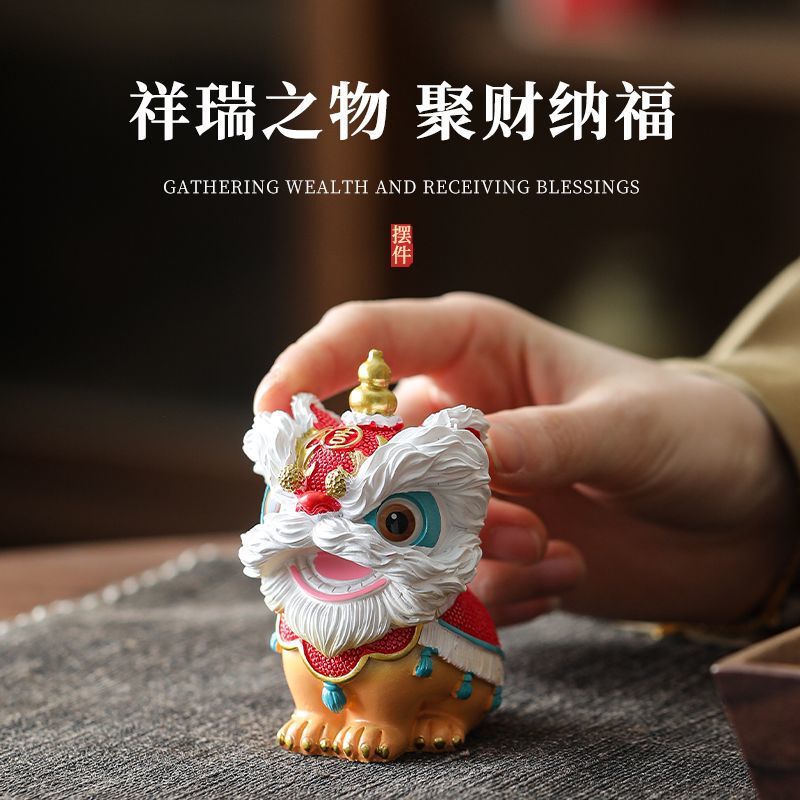 Chinese Style Foshan Lion Dance Creative Ornaments High-End Niche Desktop Tea Table Decoration Crafts Birthday Gifts