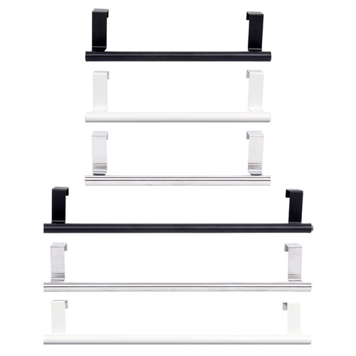 Stainless steel towel rack single-pole door-back cabinet-style storage rack multi-purpose telescopic hanger hook bracket