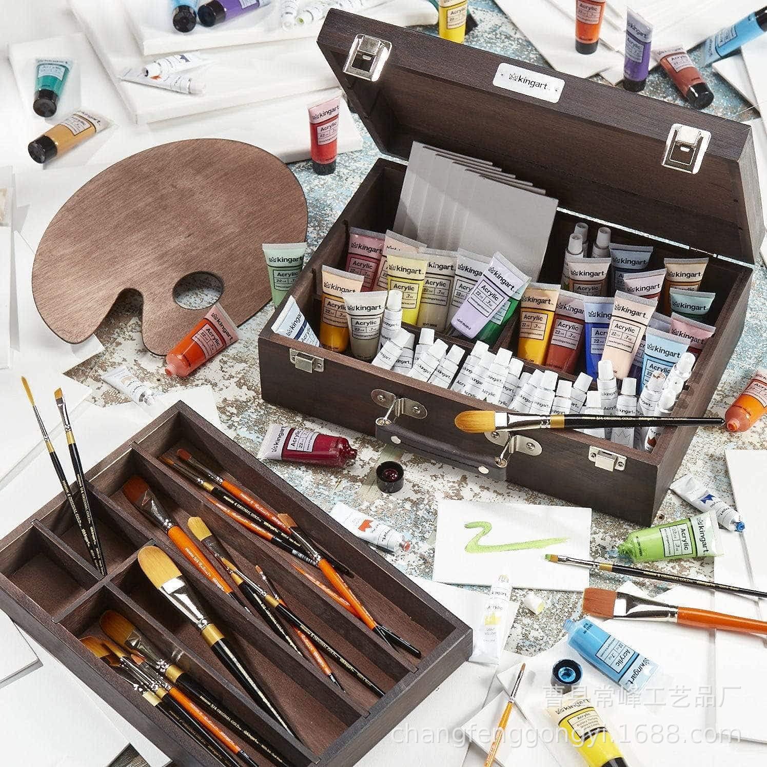 wooden retro art storage box
