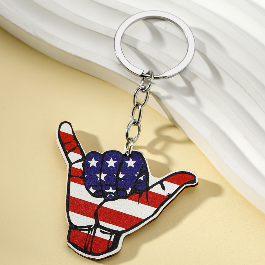13g Weight Keychain Classification 1 Piece Quantity Daily Occasion Wood Material American Flag, Eagle Pattern Unisex Gender Retro Style 1 Piece Retro American Flag Eagle Wood Unisex Keychain 9