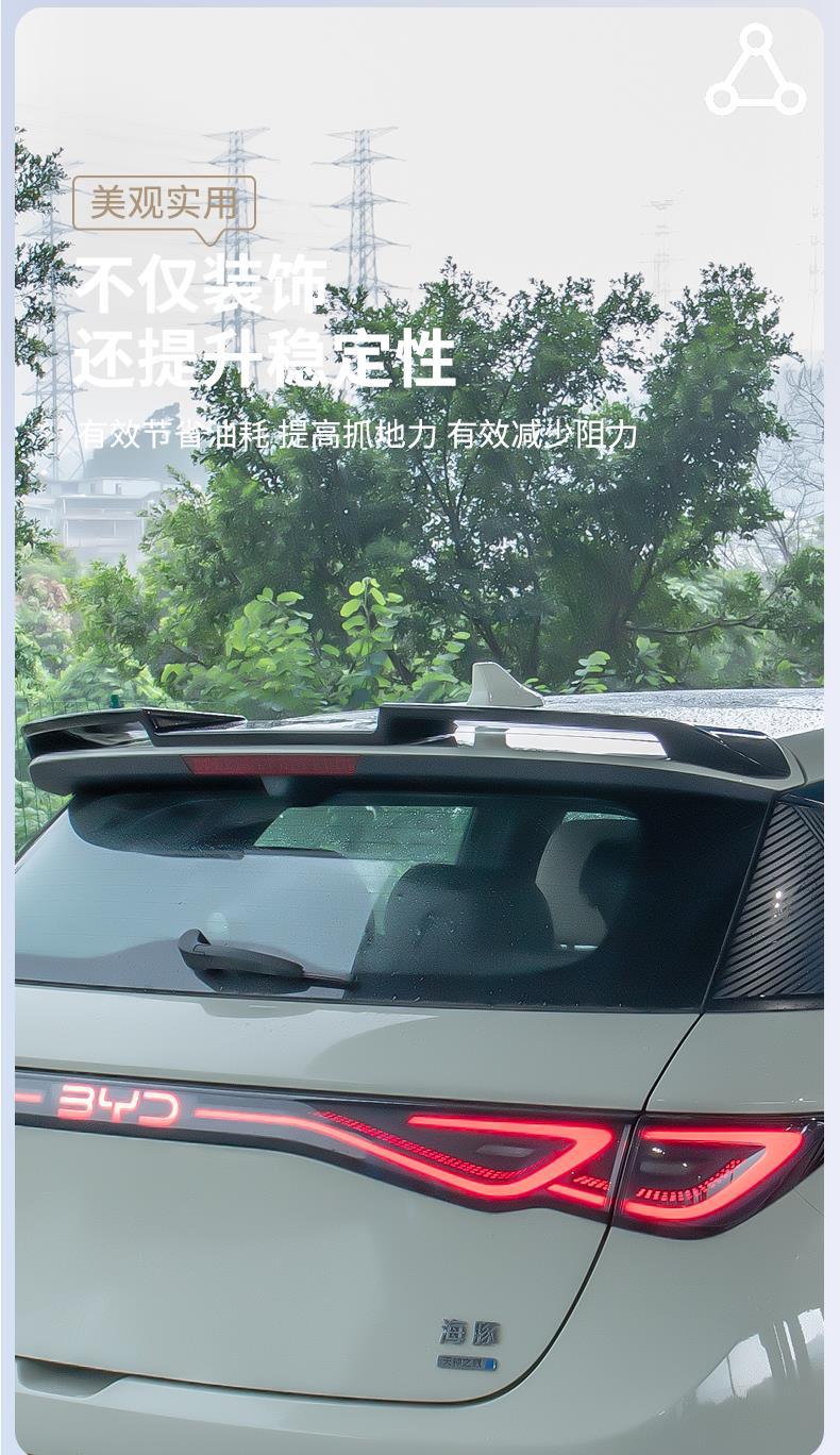 25 Byd Dolphin Intelligent Driving Edition Rear Wings, Fixed Wind Wings, Sports Top Wings, No Punching, Appearance Upgrade and Modification Accessories