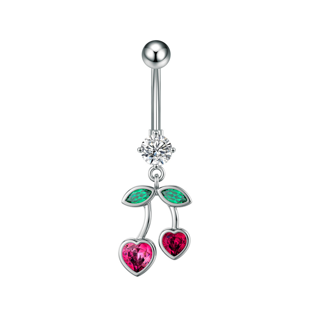 Nouveau piercing Cross-border R : Cœur, Cerise, Perle, Lune, Pentagramme, Zirconium, Papillon, Zircon, Acier inoxydable_voghion.com