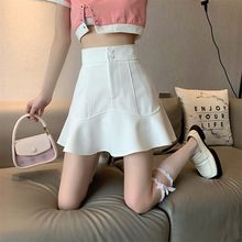 a字半身裙夏季新款鱼尾日韩轻熟防走光设计胖m高腰显瘦荷叶边短裙