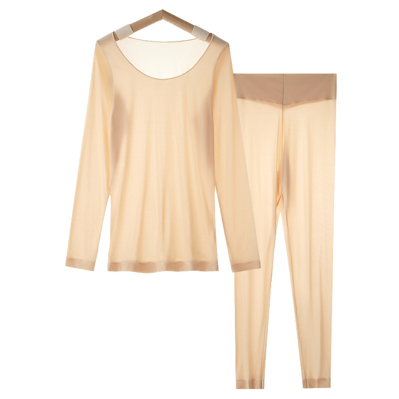 Ropa de fondo de piel sin costuras ropa interior térmica de alta elasticidad hidratante traje de mujer ropa de cuidado de la piel de fondo ultrafina seda Calzoncillos largos