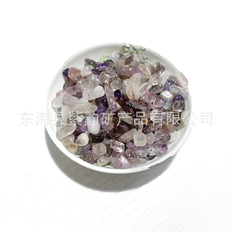 卸売り天然水晶砕石粉紫黄水晶七色水晶水槽植木鉢装飾消磁水晶砕石|undefined