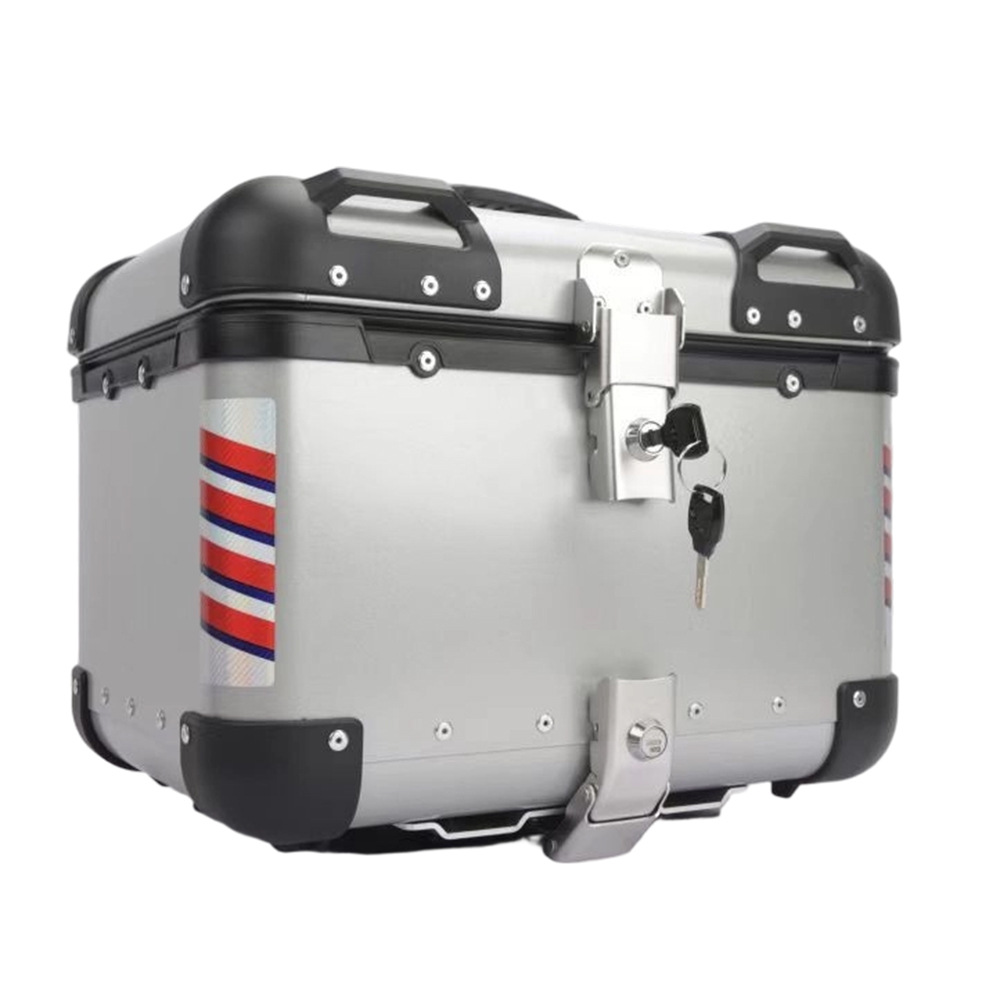 36L Aluminum Alloy Motorcycle Tail Box, Detachable Flat Storage Box, High-Grade Waterproof Electric Vehicle Rear Tail Box with Lock
