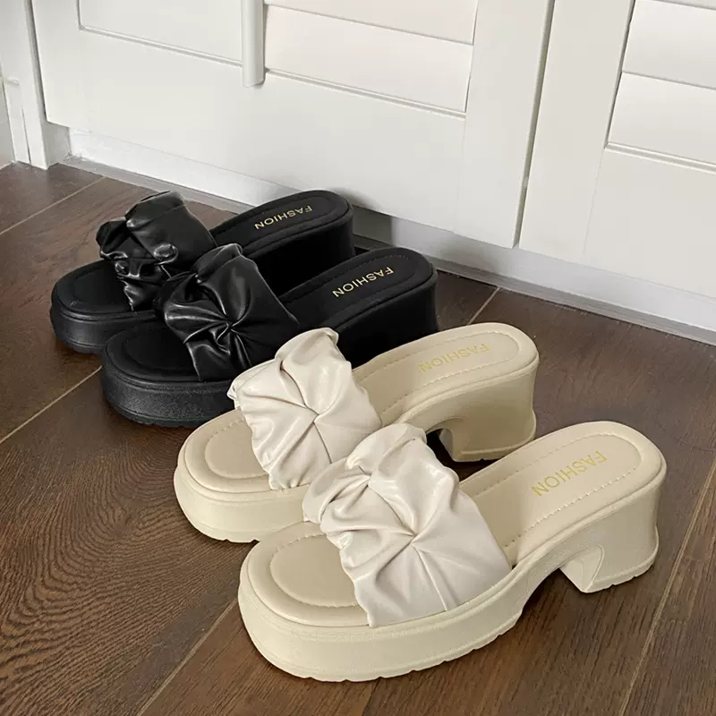 2024新款6厘米高跟拖鞋女夏季外穿增高防滑凉鞋女时尚坡跟女鞋