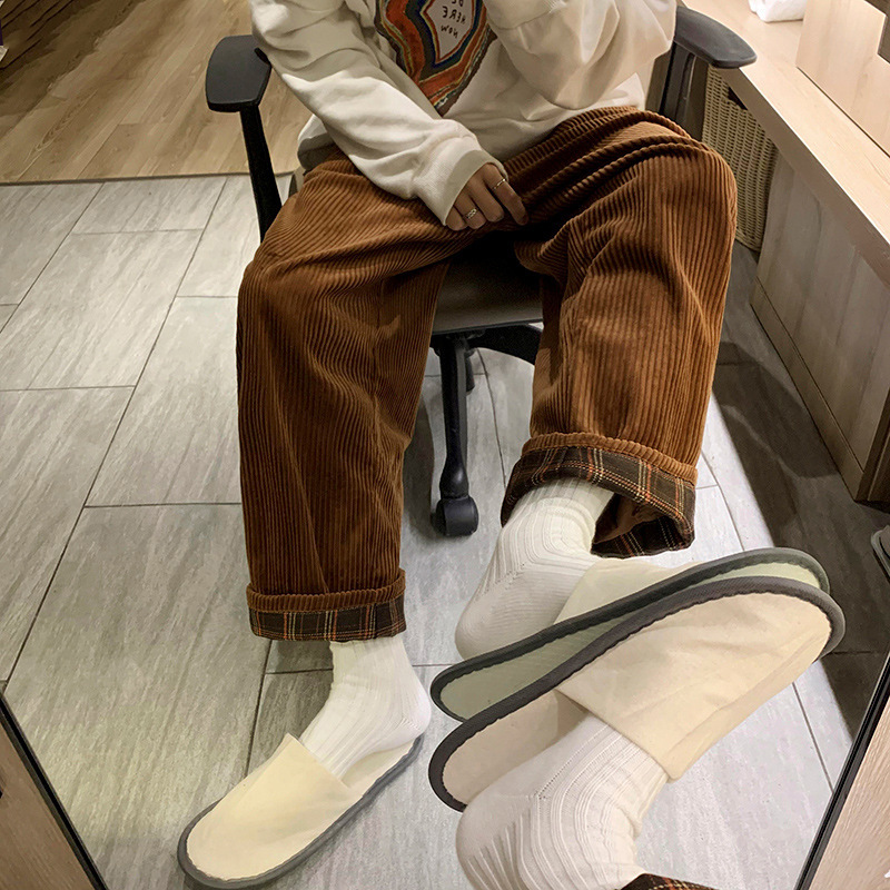 Ami Kaji American Style Vintage Corduroy Men's Pants Autumn and Winter Loose Wide Leg Pants Fashion Brand oversize Curry Pants Ami Kaji American Style Vintage Corduroy Men's Pants Autumn and Winter Loose Wide Leg Pants Fashion Brand oversize Curry Pants