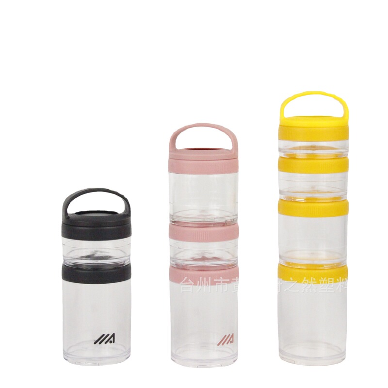 Factory direct supply food grade plastic PS sports outdoor convenient protein powder box large capacity medicine box multi-layer