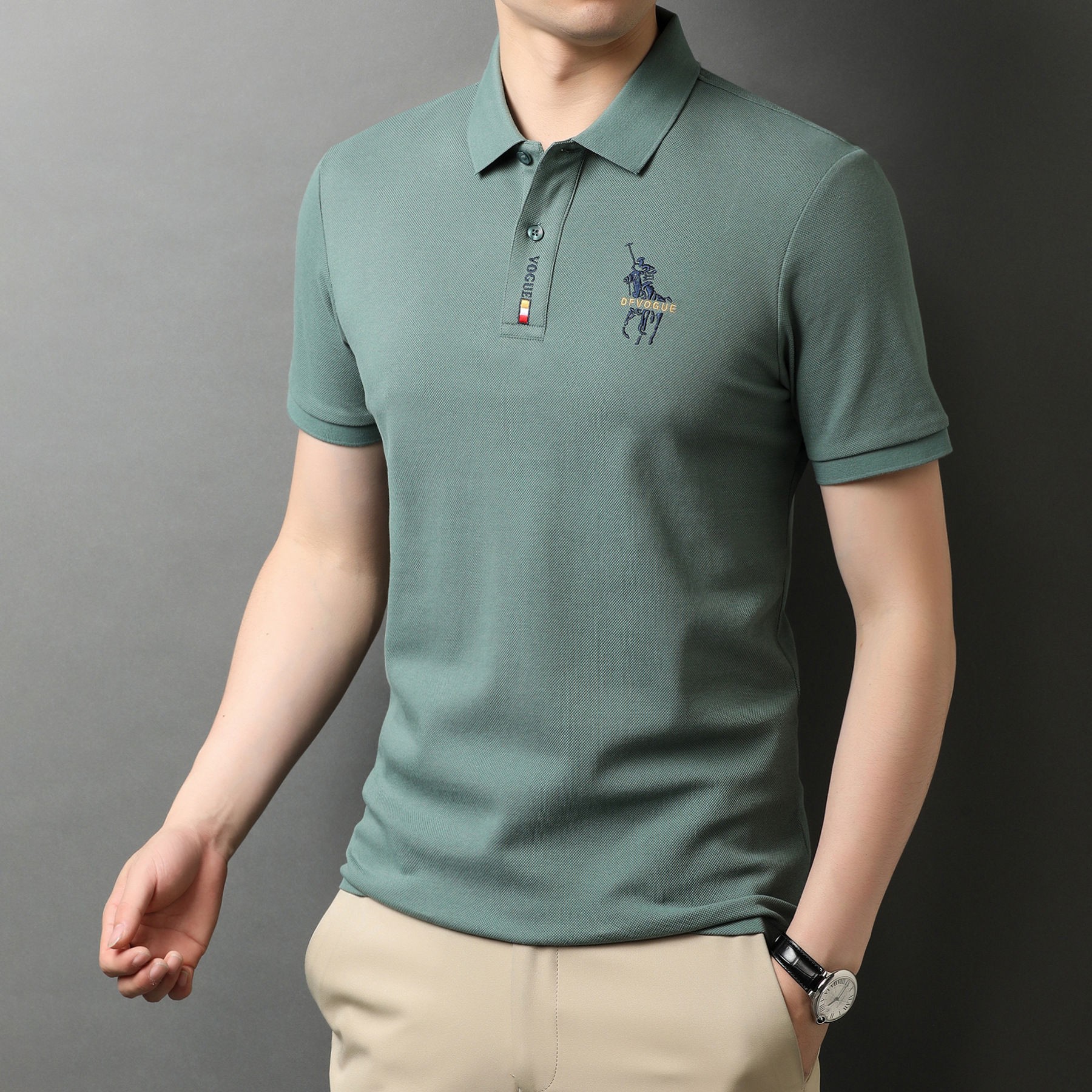 2024 Summer Pure Cotton POLO Shirt, Fashionable Casual High-end Embroidered Turn-down Collar Short Sleeve T-shirt Men's_viptrois.com
