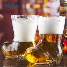 酒吧用創意個性靴型啤酒杯透明玻璃杯果汁飲料精釀啤酒杯  910107
