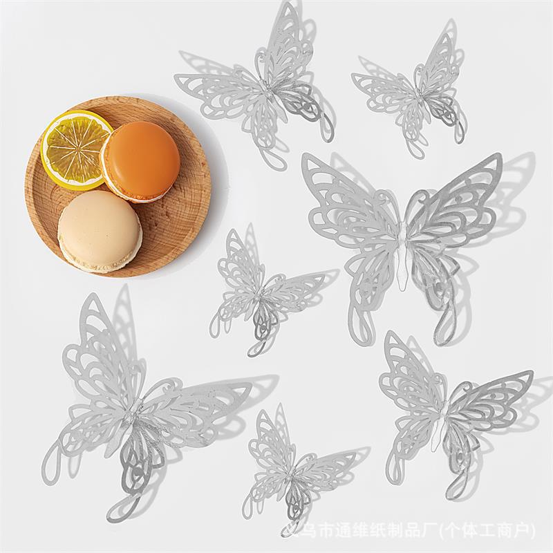 12 pegatinas doradas de mariposas huecas para pared, pegatinas de mariposas para decoración de paredes del hogar, pegatinas creativas de mariposas.